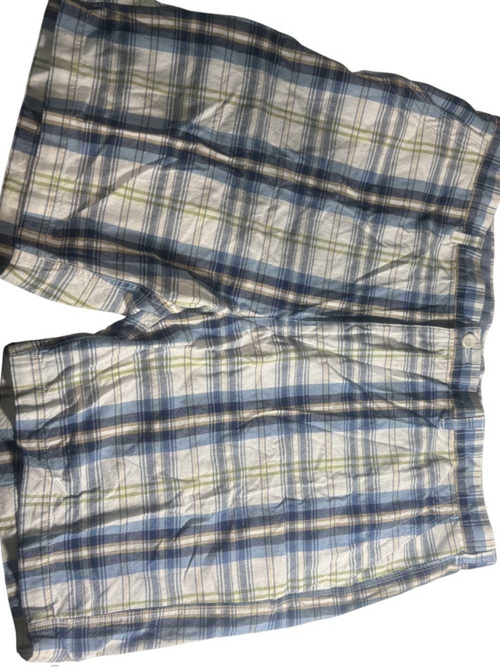 Men's Plaid Cotton Shorts in Blue & White
